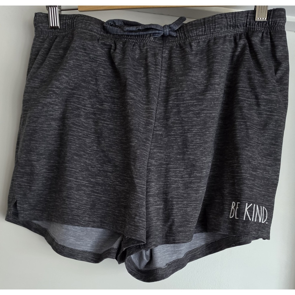 Rae Dunn Women's Sweat Shorts Size L Gray Heathered "Be Kind" Loungewear